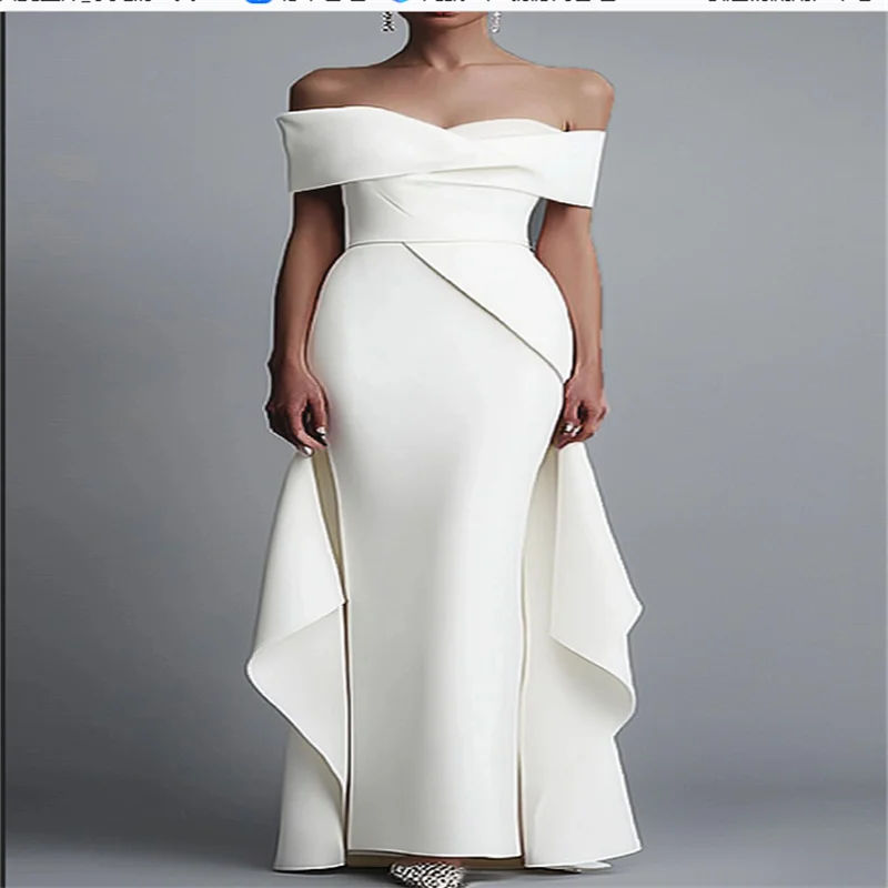 

Elegant White Long Off the Shoulder Prom Dress for Women Wedding Party Strapless Happy Evening Dresses 2025 New Customized
