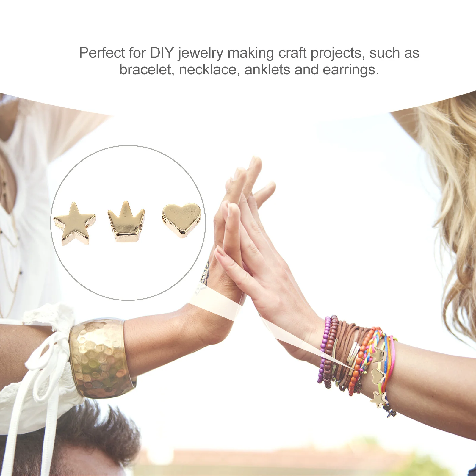 

90Pcs Crown Heart Star Jewelry Making Beads Skin Friendly Hard Material Beads for DIY Bracelet Necklace Earrings Craft