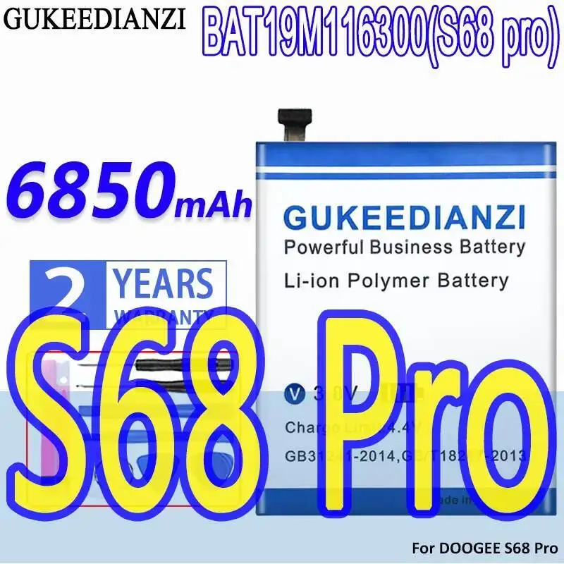 

Mobile Phone Battery Environmentally Friendly For Doogee S68 Pro BAT19M116300 Good Low-Temperature Performance 6850Mah