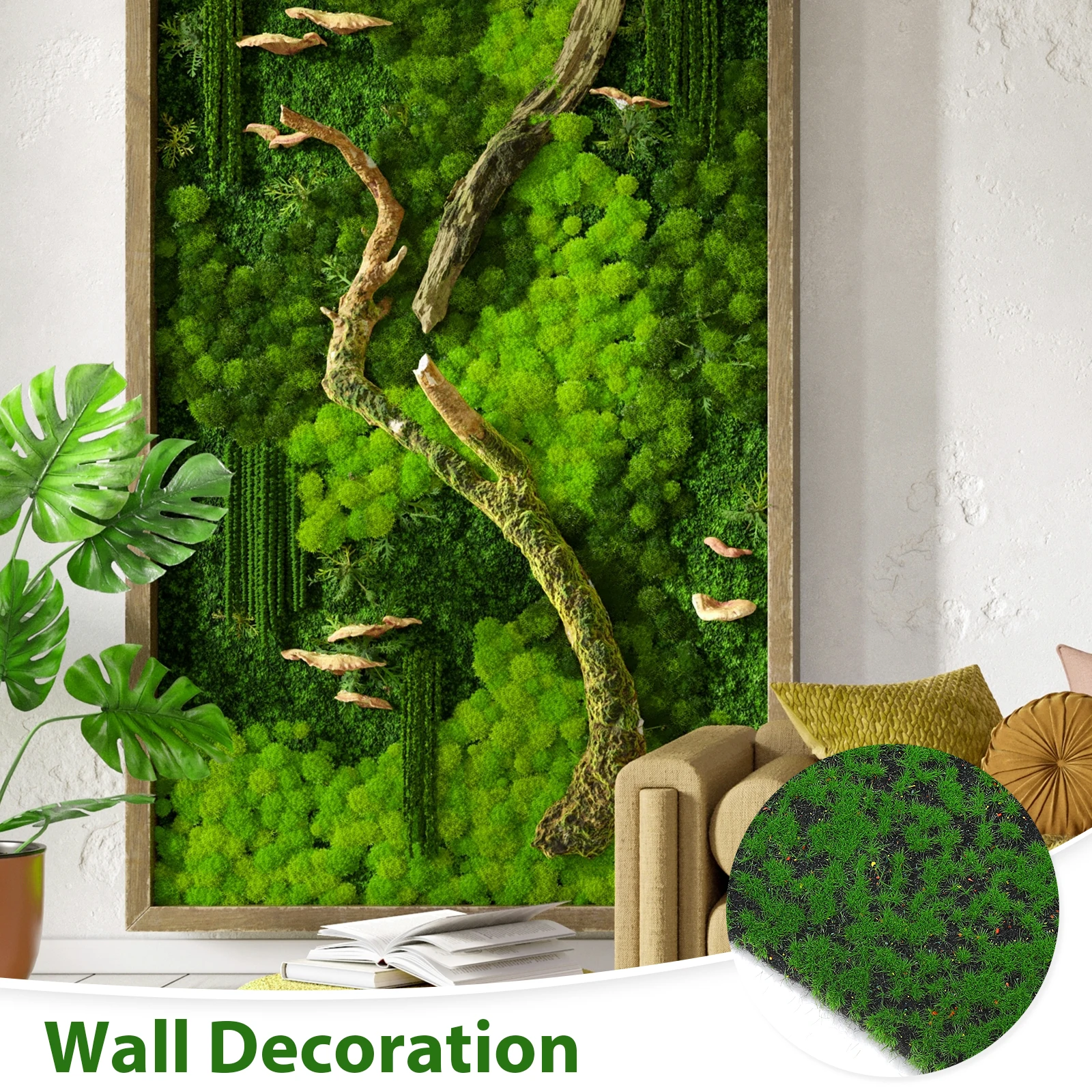 Artificial Moss Grass Simulation Mini For Indoor Outdoor Decor Garden Lawn Base Faux Moss Plastic Plants Fake Plants