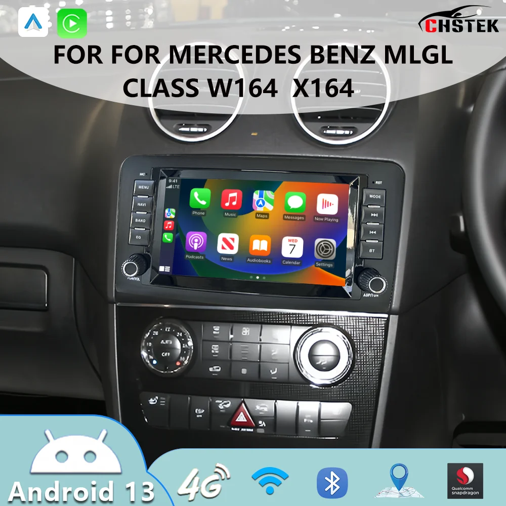 

CHSTEK Android 13 Car Stereo Support CarPlay Android Auto for Mercedes Benz ML GL Class W164 X164 WiFi Bluetooth GPS Navigation