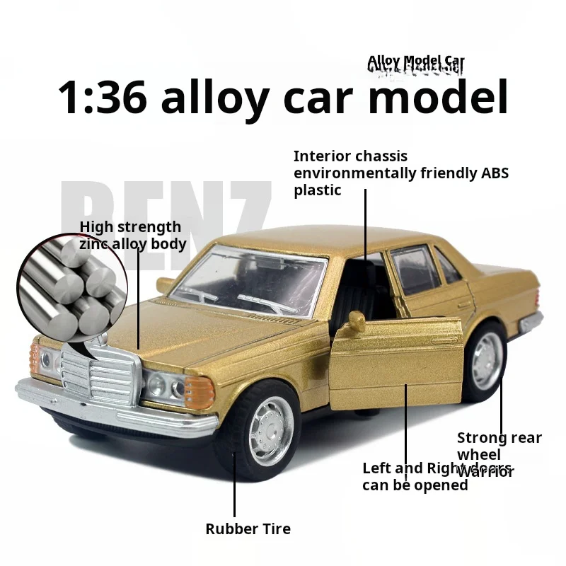 1:36 합금 클래식 자동차 모델 벤츠-S 클래스 어린이 장난감 자동차 장식 풀백 자동차 모델 소년 다이캐스트 자동차 모델 장난감