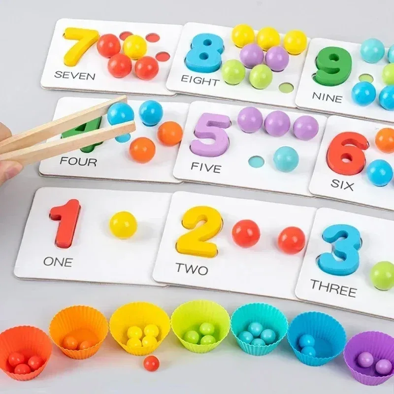 Montessori Mathematics Props Baby Digital Cognitive Pairing Puzzle Puzzle Igenious Ingenious Pearl Children's Fine Action Toys