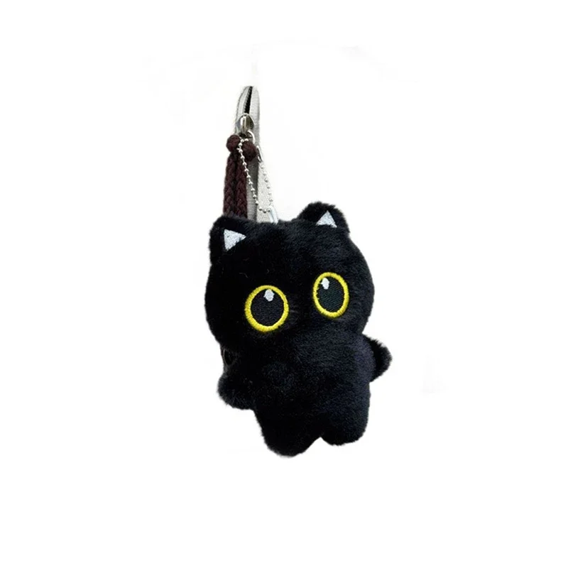 Nowy Czarny Kot Pluszowy Wisiorek do Torby Brelok Dziewczyna Śliczny Kot Ozdoba do Zawieszenia na Torbę Prezent dla Pary