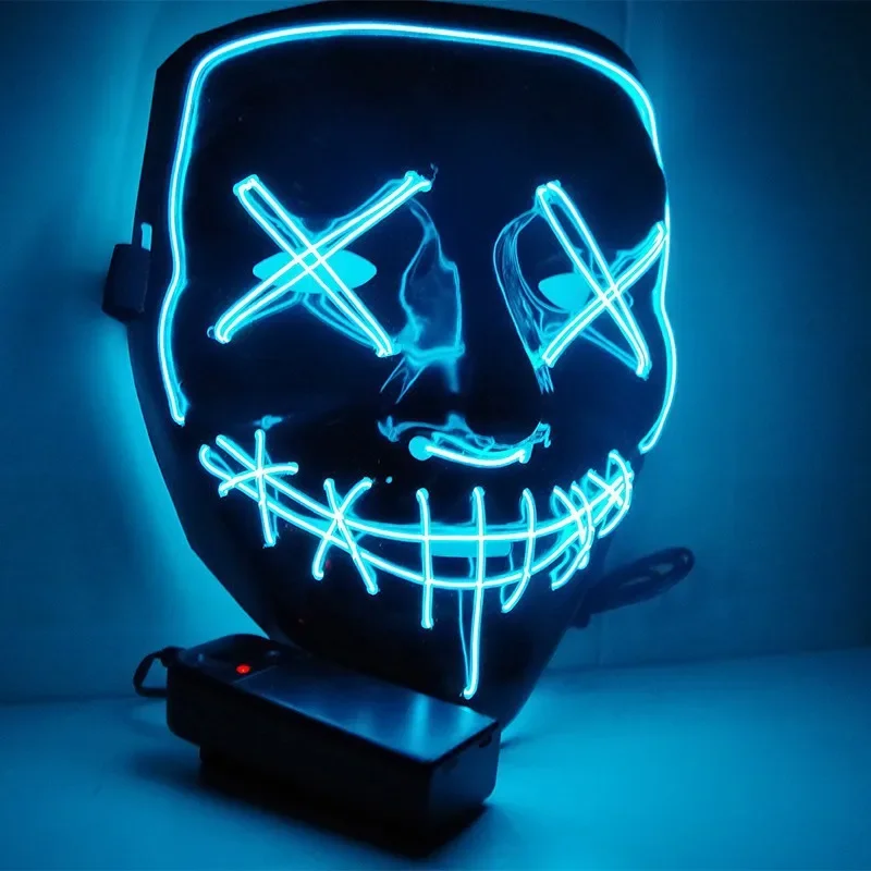 Led Glow Black V Mask Cold Light Halloween Mask Ghost Dance Glow Masks Mardi Gras Mask Masque Cyberpunk