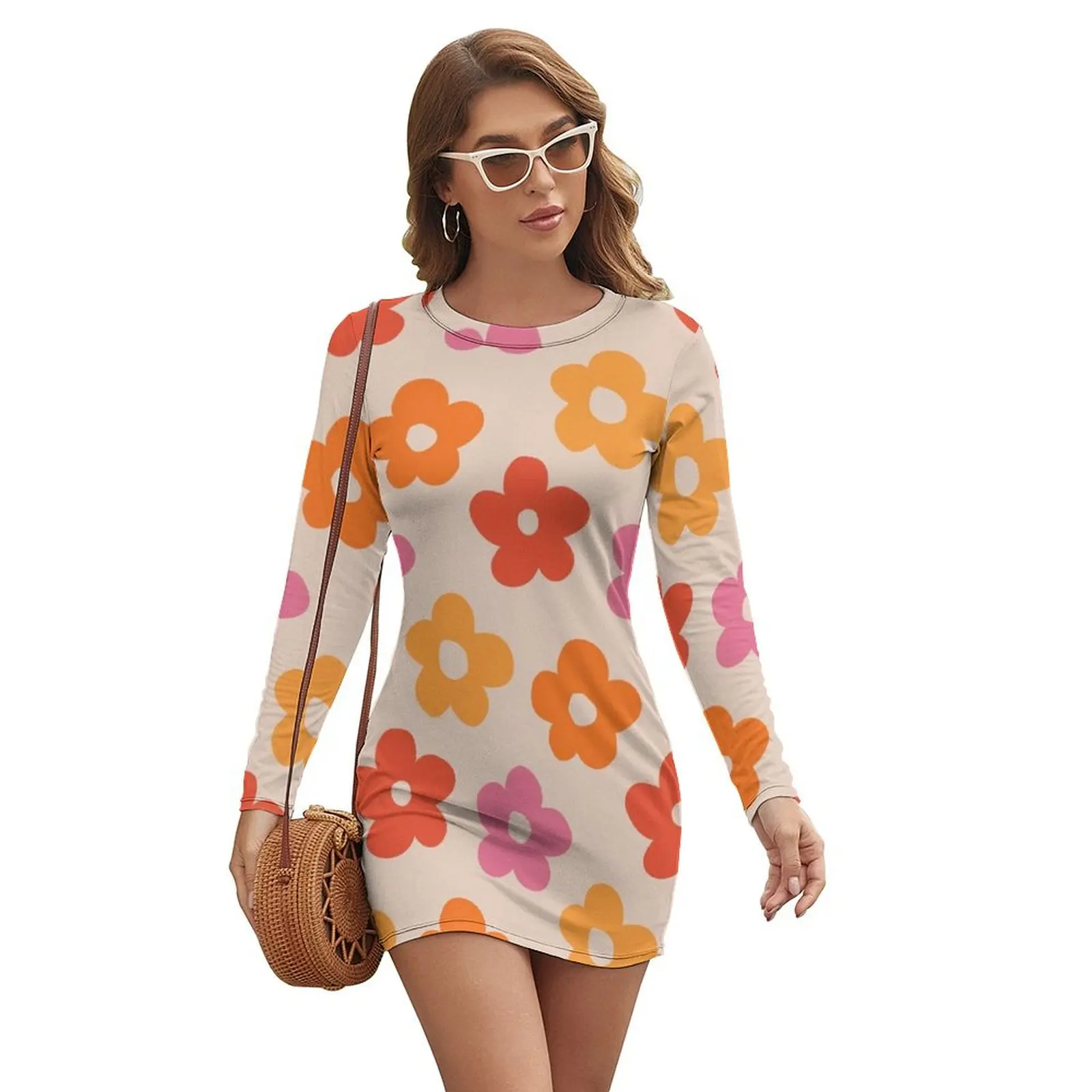 

Retro 60s 70s Flowers Pattern #pattern #vintage Long-sleeved Dress Woman clothes summer clothes