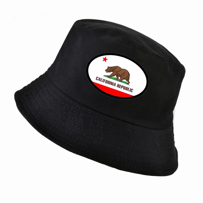 

California Cap Male Man Men Hat Bear California Flag bucket hat Cool Summer Man Fisherman hat gorra