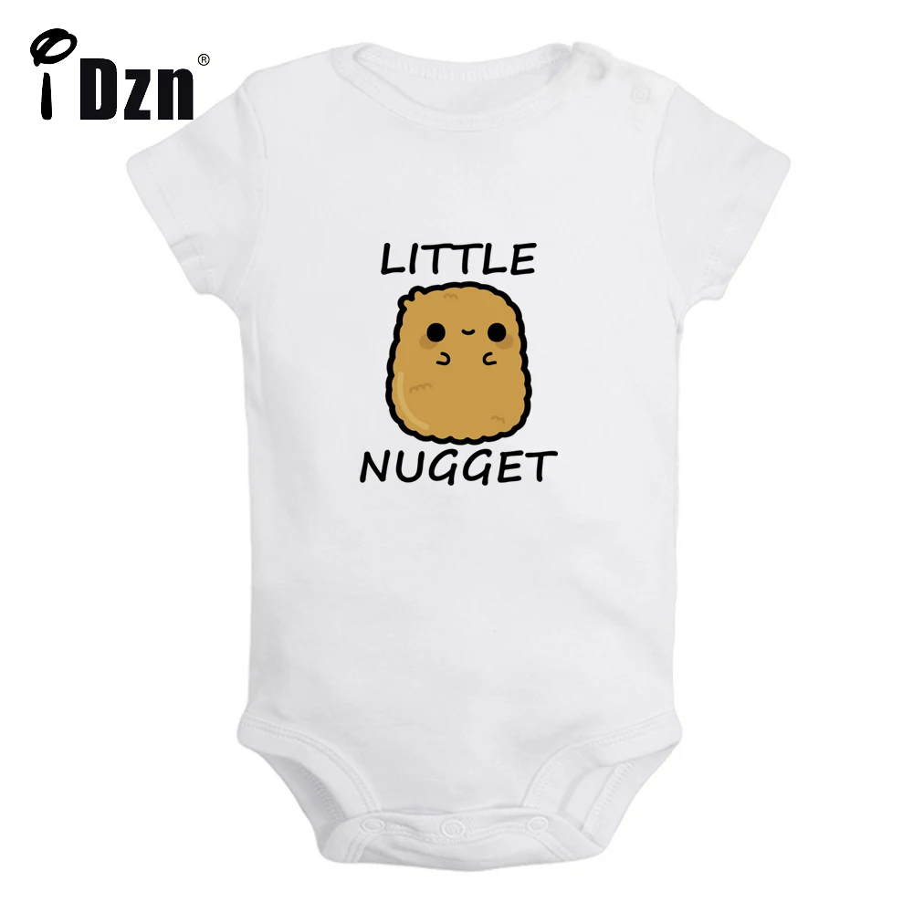 iDzn Little Nugget Cute Baby Boys Funny Bodysuit Baby Girls Letter Printed Rompers Infant Short Sleeves Jumpsuit Cotton Clothes