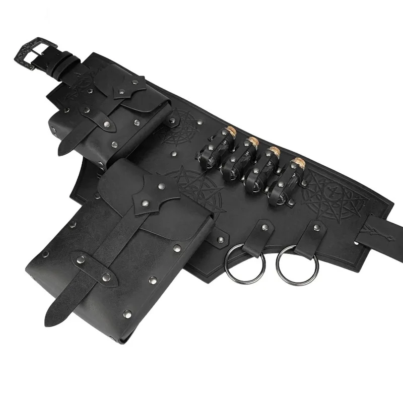 男性用ルネッサンスコスチューム ハロウィン 中世 海賊 ポーションボトル レザーベルト