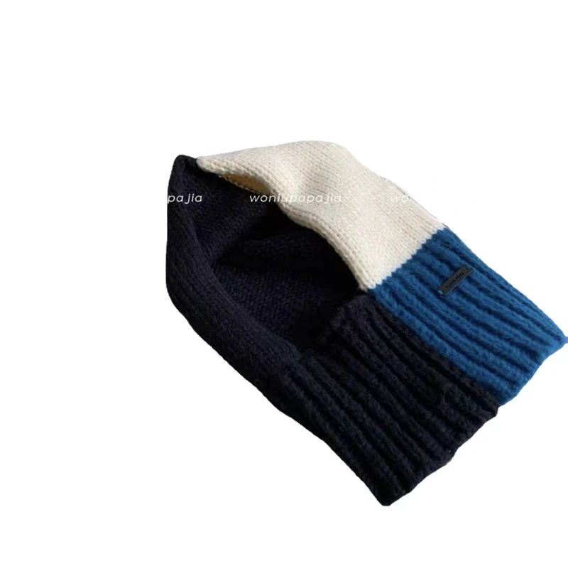 New Winter Balaclava Women Beanie Warm Hat Button Soft Wool Bib Caps Korea Chic Ski Hiking Winter Cap Unisex Beanies