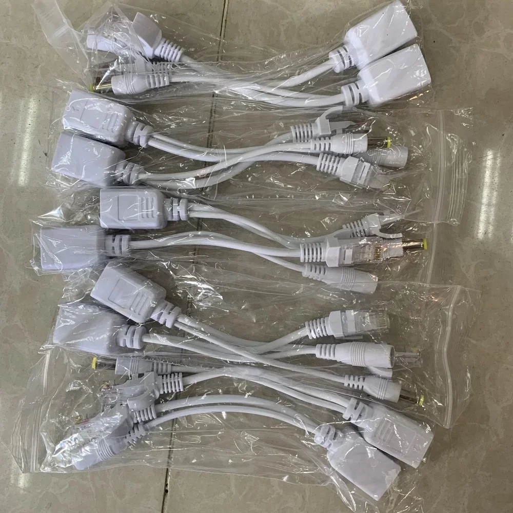 Escam 10 Stuks (5 Paar) Poe Splitter Poe Switch Poe Kabel Adapter Tape Afgeschermd 5V 12V 24V 48V Voedingskabel 5.5*2.1Mm