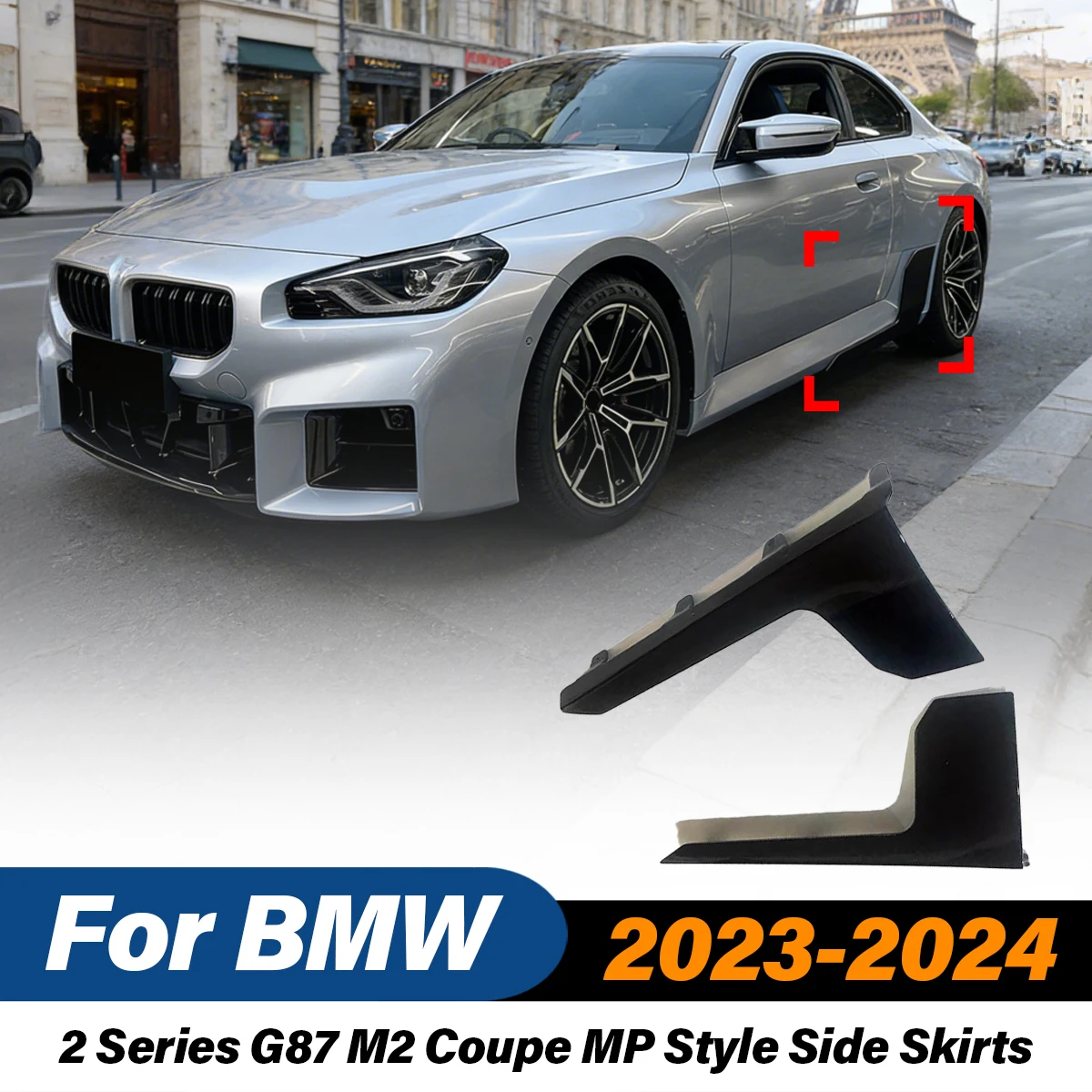 

For BMW 2 Series G87 M2 Coupe 2023 2024 Side Skirt with Corner Spoiler Bumper Splitter Diffuser Lip Car Accessories Tuning Kit