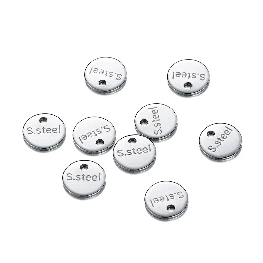 20/50pcs Stainless Steel Gold Color Round Oval Pendant Letters Charm Tag for DIY Bracelet Jewelry Making Findings Accessories view 5
