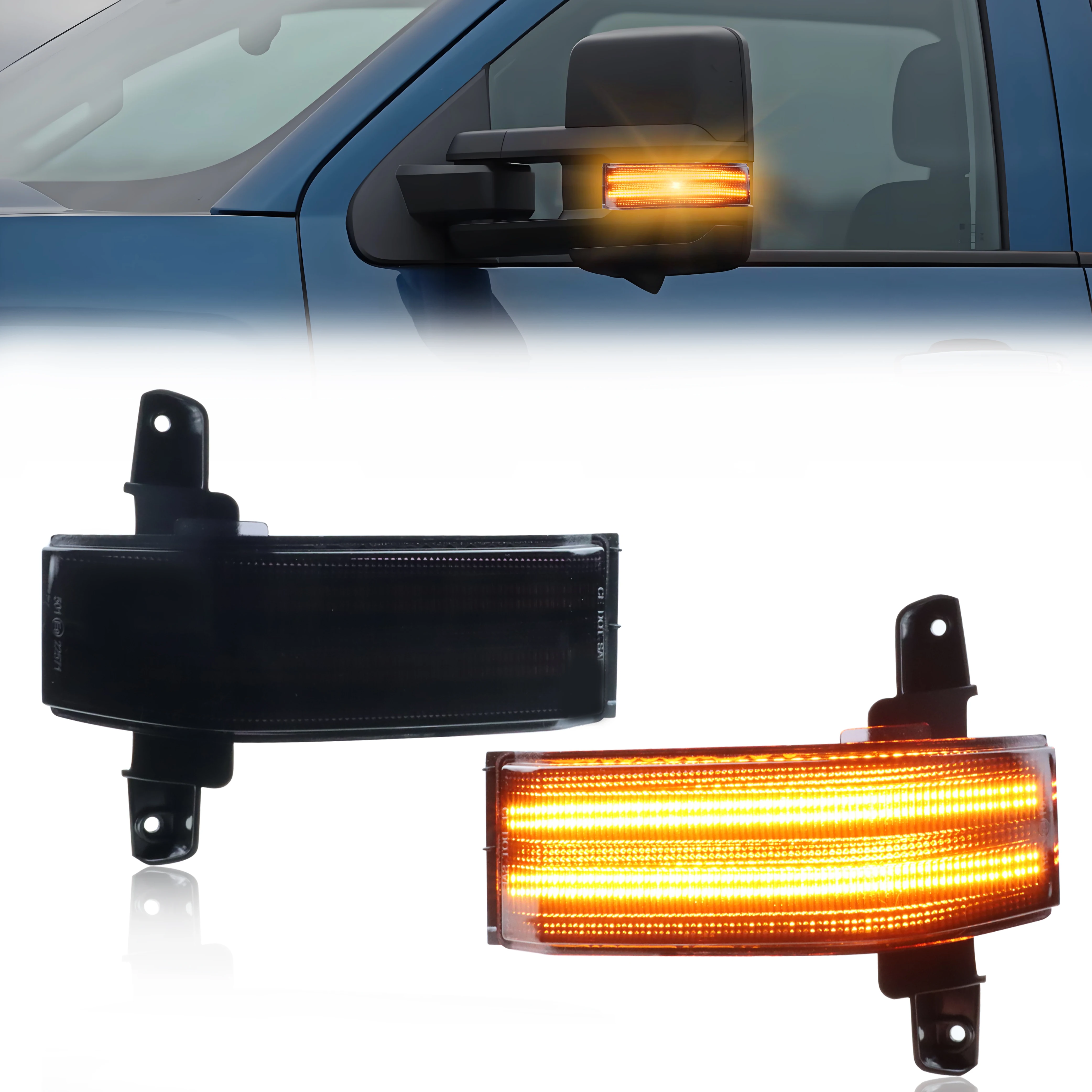 2Pcs Side Mirror Light Blink Signal Light Full Amber LED For 2014-2019 Chevrolet Silverado GMC Sierra 1500 1500 LD 2500HD 3500HD