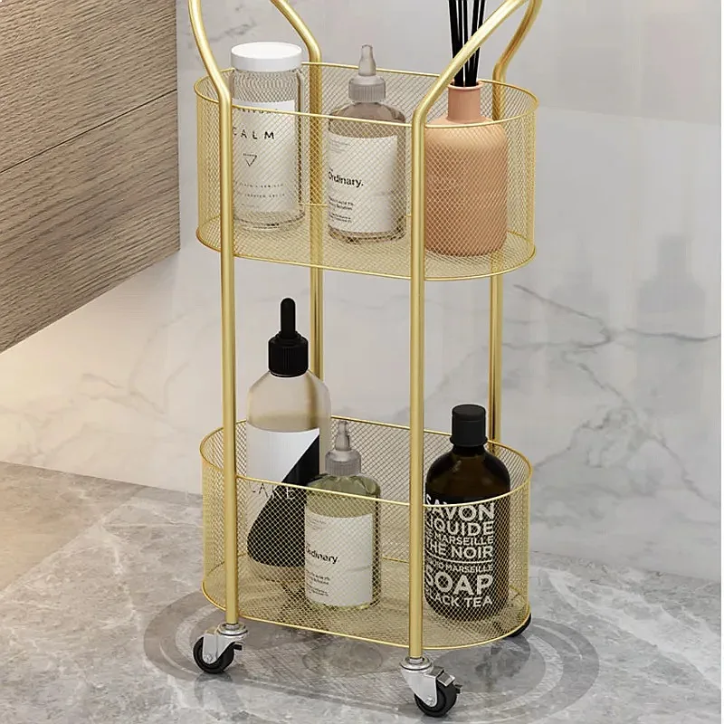 Nordic Iron Rolling Storage Shelf Hollow Grid Organizer Stable Load-Bearing Cart