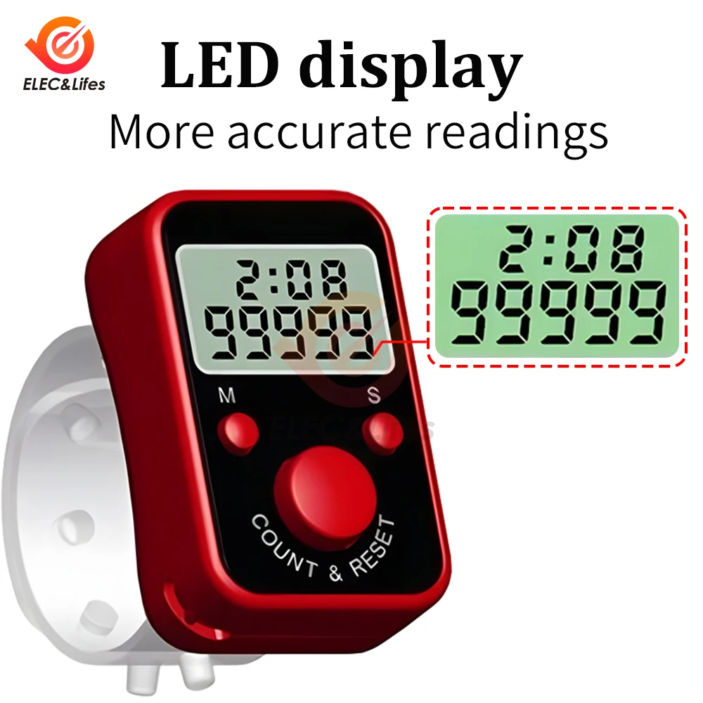 5 pçs mini contador de dedo lcd display digital elétrico com luz tempo contador ponto marcador costura tricô tecer buda