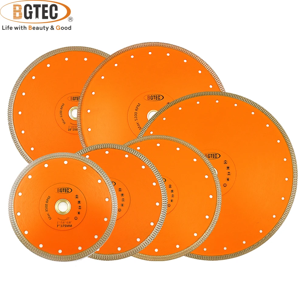 BGTEC 1pc 7/8/9/10/12/14 Inch X Mesh Turbo Diamond Saw Blade Tile Cutter Marble Ceramic Porcelain Hot Pressed Cutting Disc