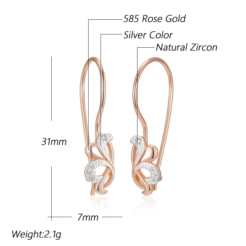 Wbmqda Cute Bowknot Dangle Earrings For Women 585 Rose Gold Silver Color Mix Fashion Lock Jewelry Accessories