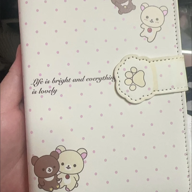 A6 45 Page Rilakkuma Korilakkuma Polka Dot Cortex Magnetic Snap Notepad Taking Note In Class Meeting Use Classmate Birthday Gift