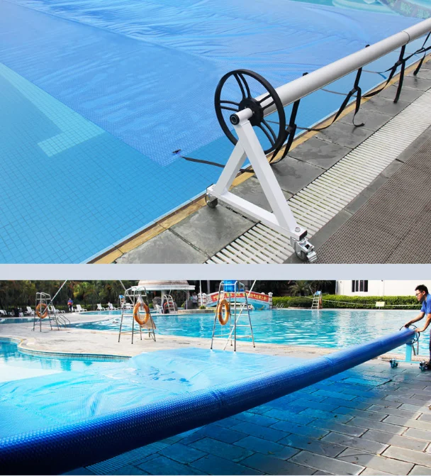 Heavy Duty Stainless Steel Buried Solar Blanket Reel Rust Proof Thick Tube Customizable Various Pool Cover Fabric Optional