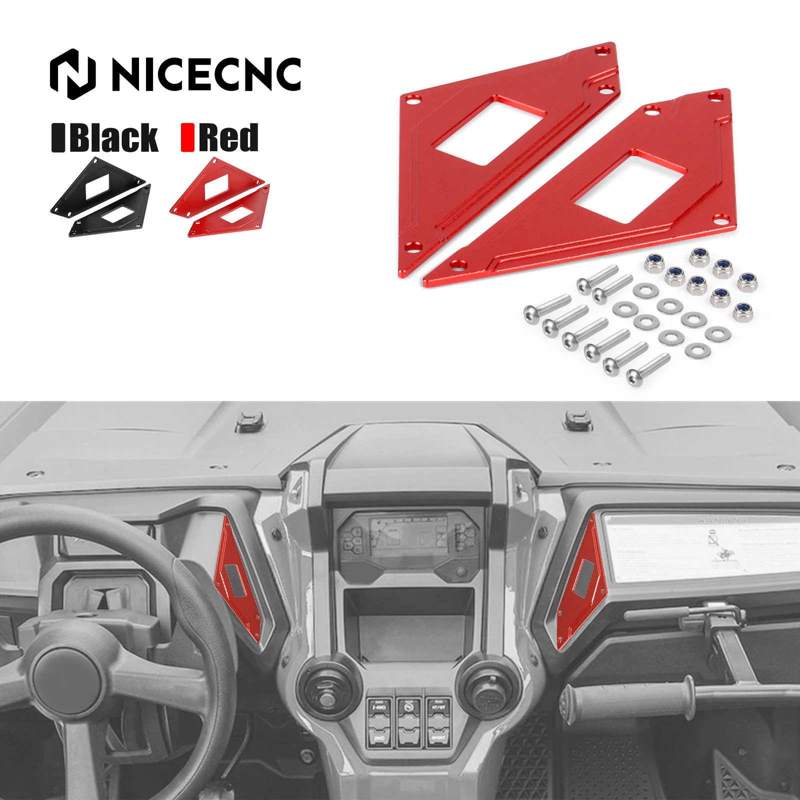 For Honda Talon NICECNC Center Dash Console Switch Plate Panels Aluminum ATV Parts For Talon 1000R 1000X SXS10S2R 2019-2024