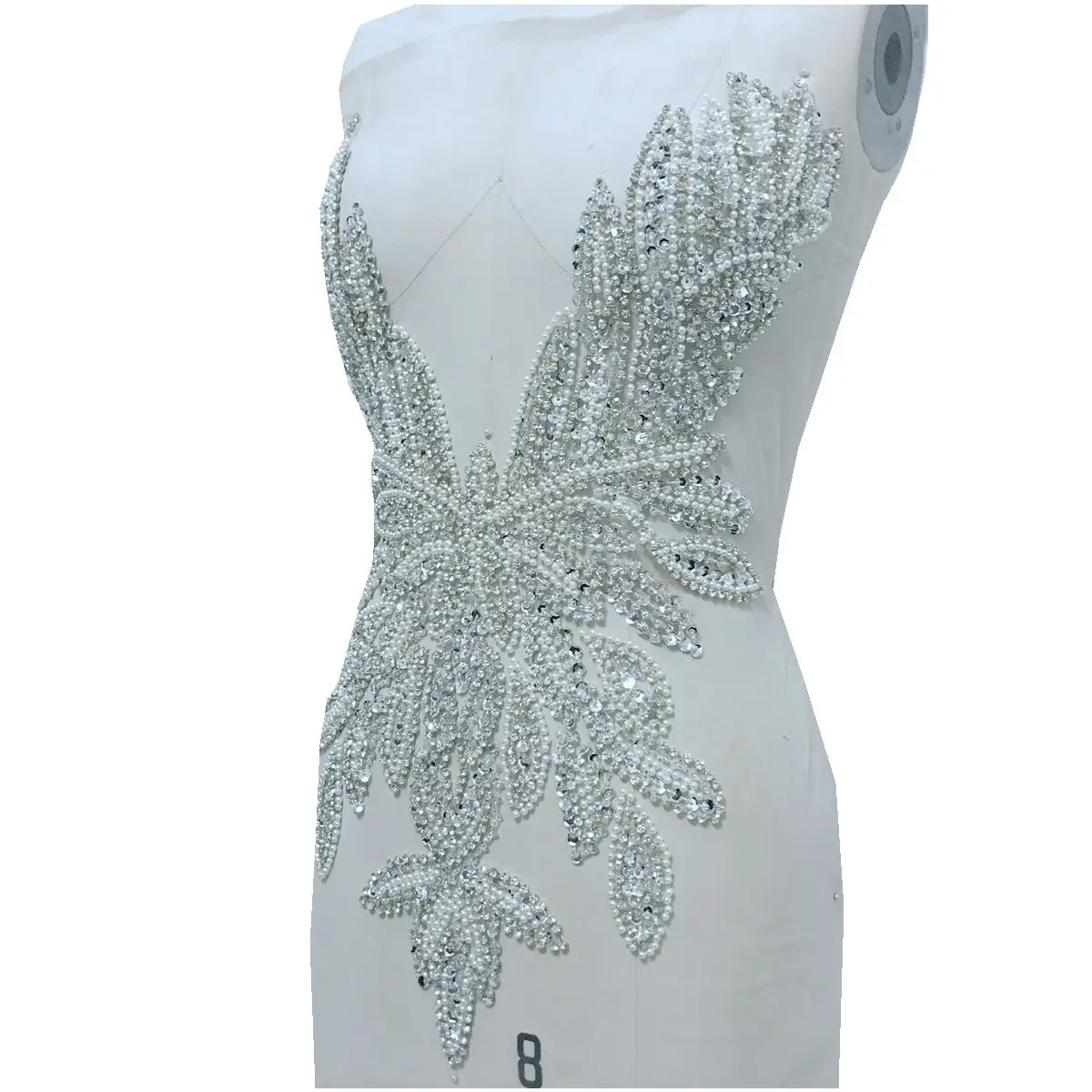 Luxury Beading Mesh Pearls Crystal Deep V Neck Evening Dress Fabrics Cocktail Dress Accessories