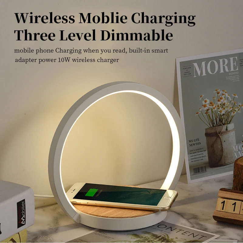 

Fstenpus новая планшетофон, современные настольные лампы, защита глаз, сенсорное затемнение, Беспроводная зарядка, сотовый телефон, спальня, обучение, прикроватный ночник