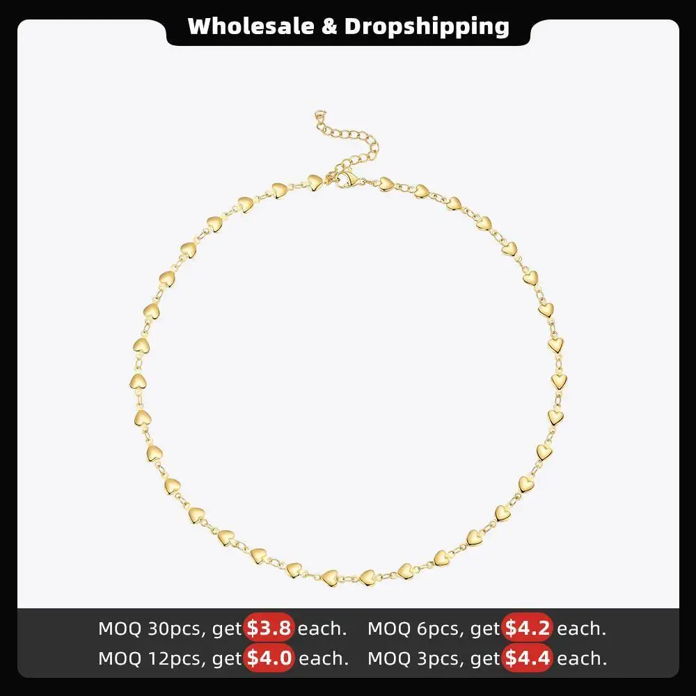 ENFASHION Vintage Connected Hearts Necklaces For Women Gold Color Necklace Fashion Jewelry Stainless Steel Party Collar P203190