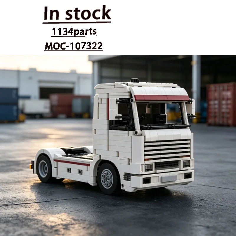 MOC-107322White New Style Cargo Transport Truck Building Block Model1134Parts MOC Creative Boy Kids Christmas Building Block Toy