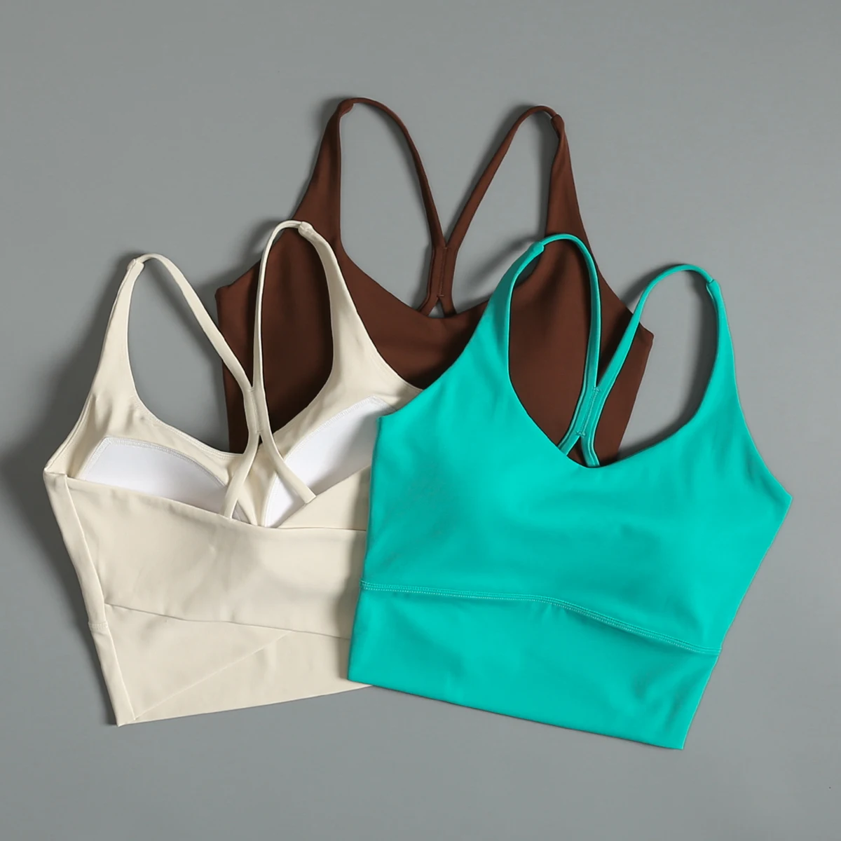 

Thin shoulder straps slings beautiful back sports bra women's outer wear one-piece chest pad yoga vest anti-sagging