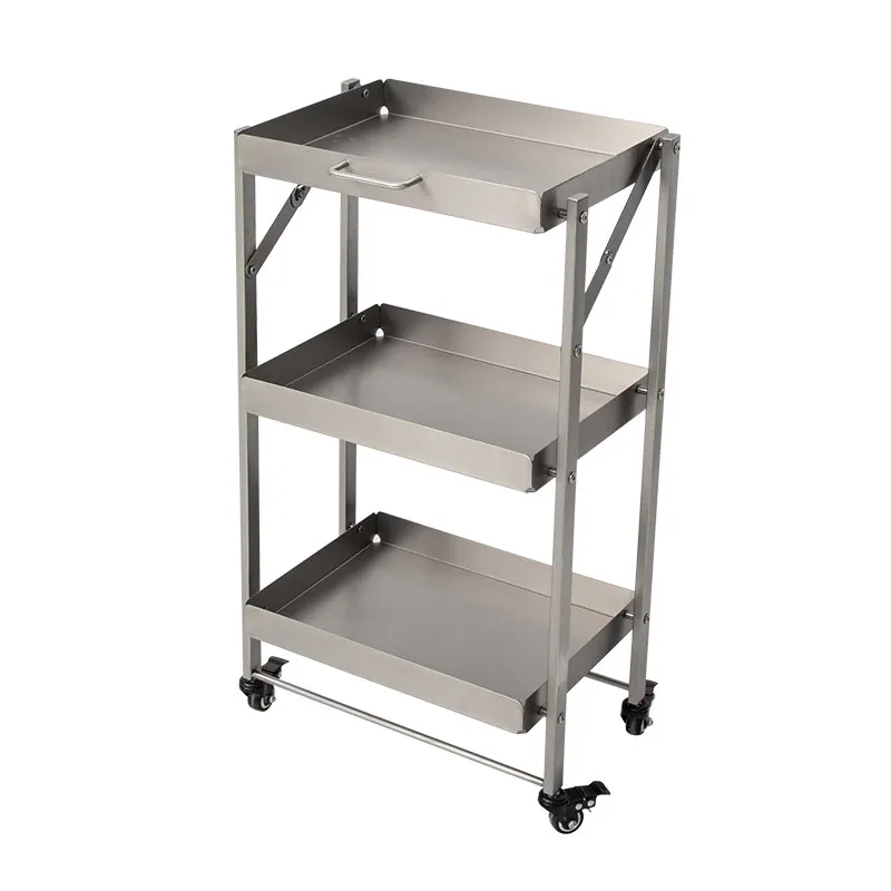 Stainless steel beauty salon bar cart Internet celebrity cart hair salon tool haircut cutting folding special perm and dyeing