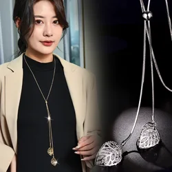 Elegant Female Fashion Pendant Necklace Leaf Long Winter Sweater Chain Necklace Women Girls Jewelry Gift