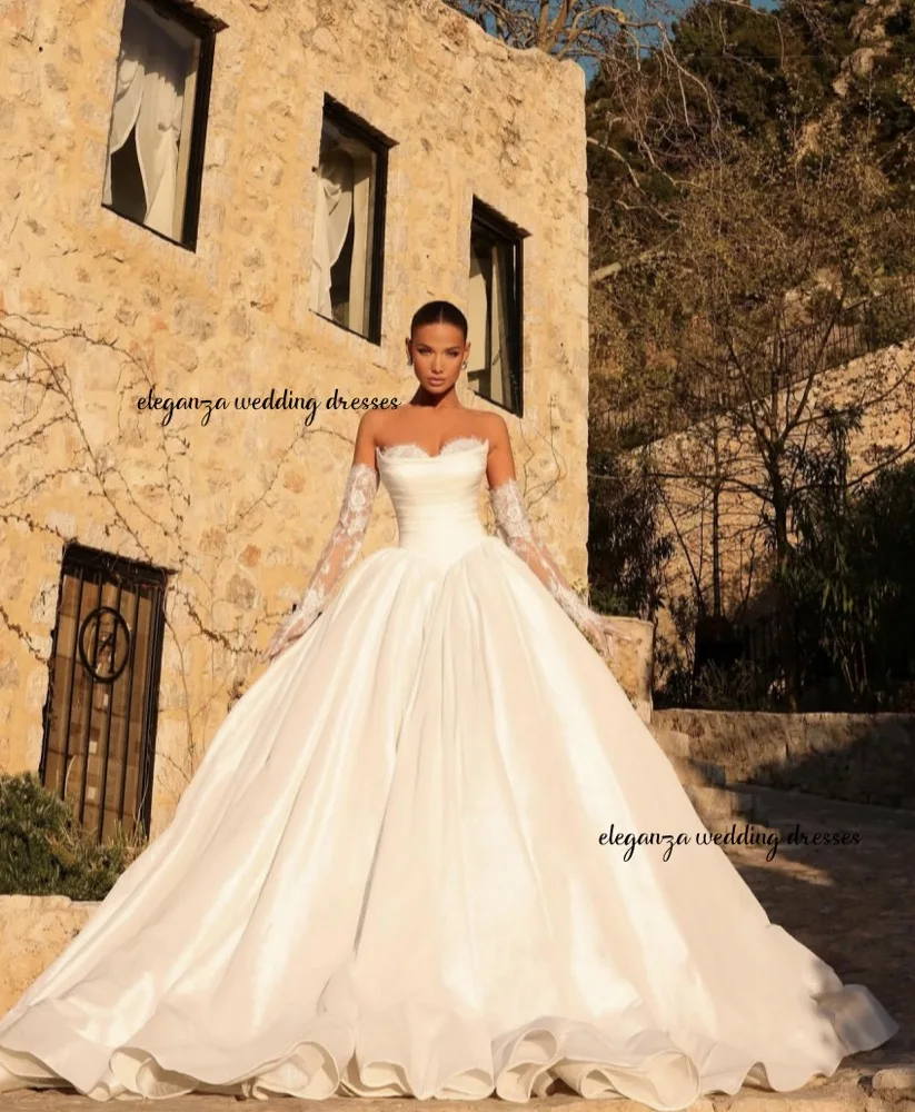 カスタマイズされたエレガントなサテンのウェディングドレスタイトトップふくらはぎスカートウェディングパーティーウェディングドレス Vestido デノビア 2025