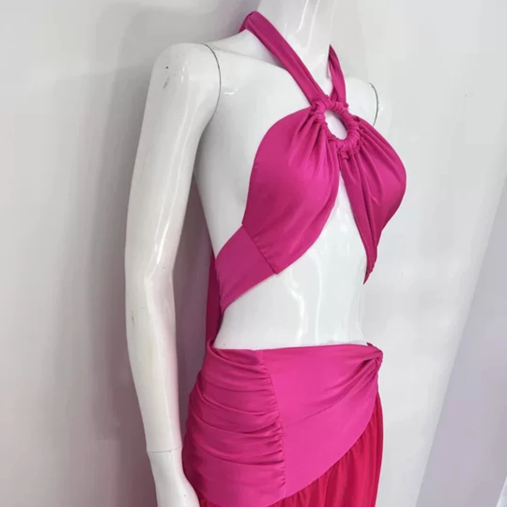 European and American Strap Summer Sexy Hot Girl Pure Desire Ins Solid Color Slim Strap Dress Y2k Hot Lady Minority cross design