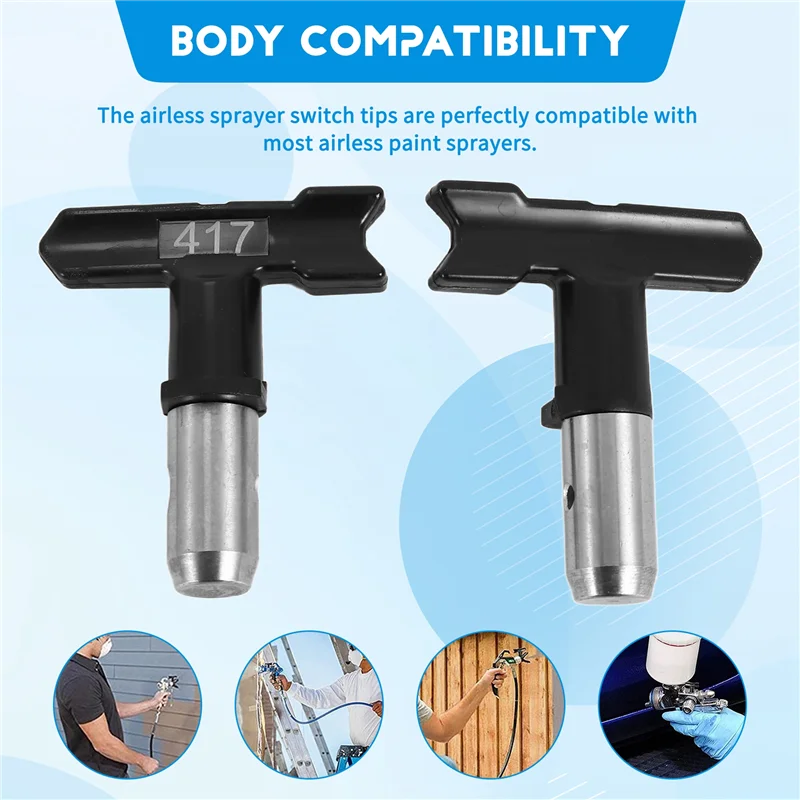 

BHTS-4Pcs Reversible Airless Paint Sprayer Nozzle Tips, Airless Sprayer Spraying Machine Parts(215,315,417,523)