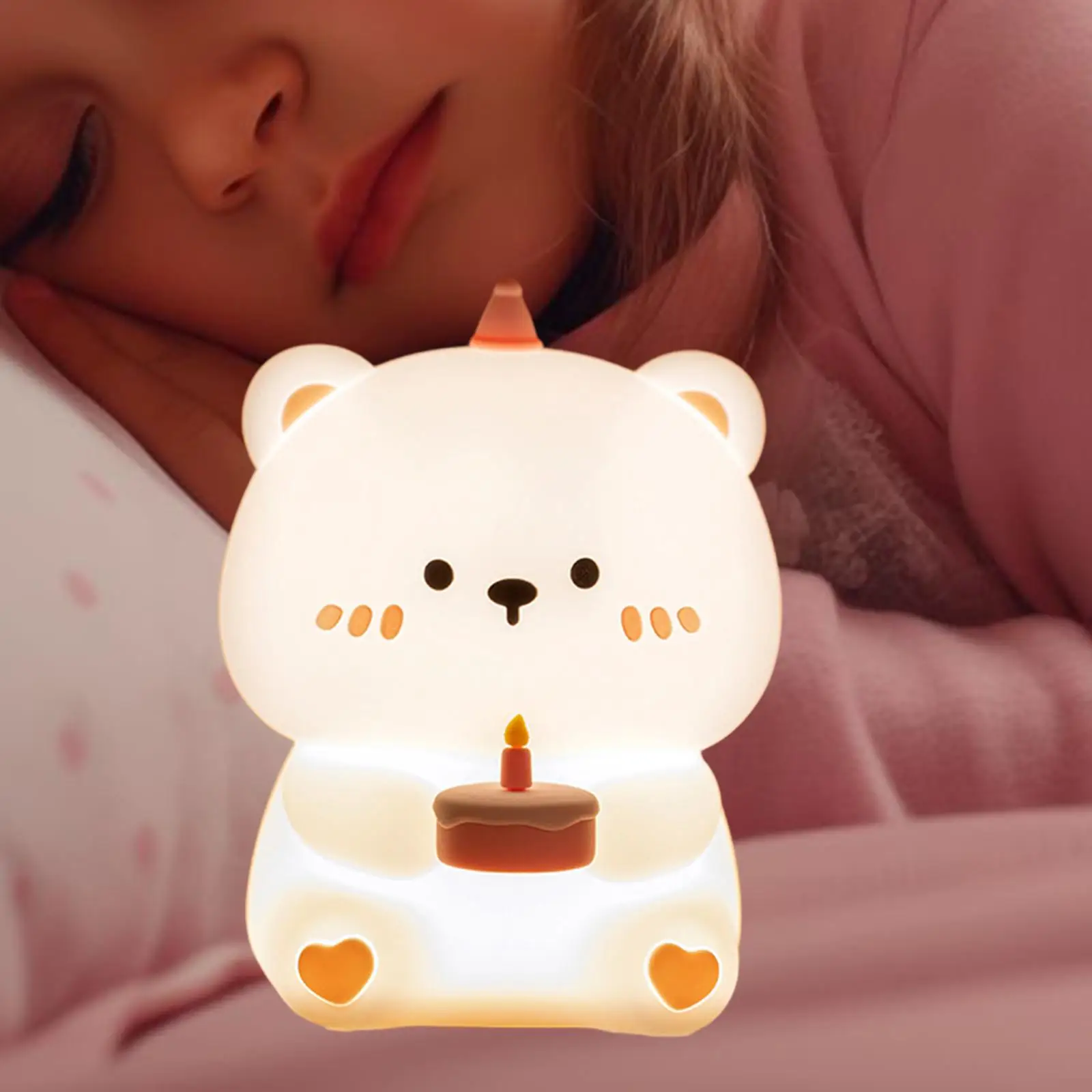 

Bear Bedside Lamp Cute with USB Port Mini Table Lamp for Boys Girls Baby