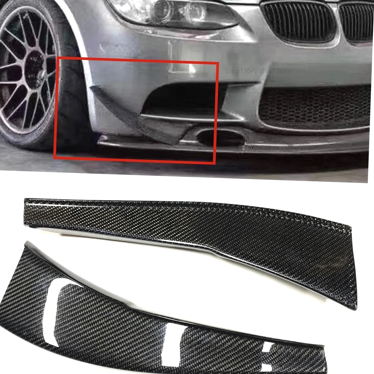 

New! Front Bumper Side Air Vent Trim For BMW E90 E92 E93 M3 2007 2008-2013 Intake Frame Spoiler Splitter Canards Fin