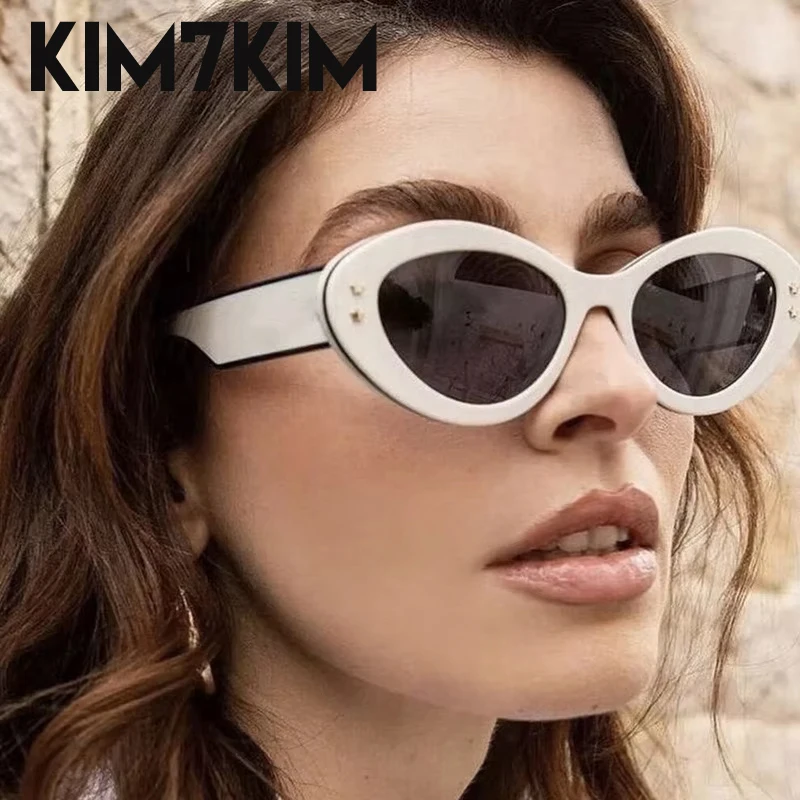 

Cat Eye Oval Sunglasses Women Men 2024 Luxury Brand Design Outdoors Punk Rivet Sun Glasses For Lady Vintage Eyewear Shades UV400