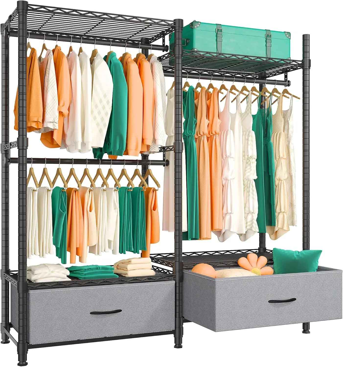 

Closet Organizer for Hanging Clothes, 750LBS Heavy Duty Clothes Rack for Closet, Bed Room, Laundry Room, Closet Room Clothes