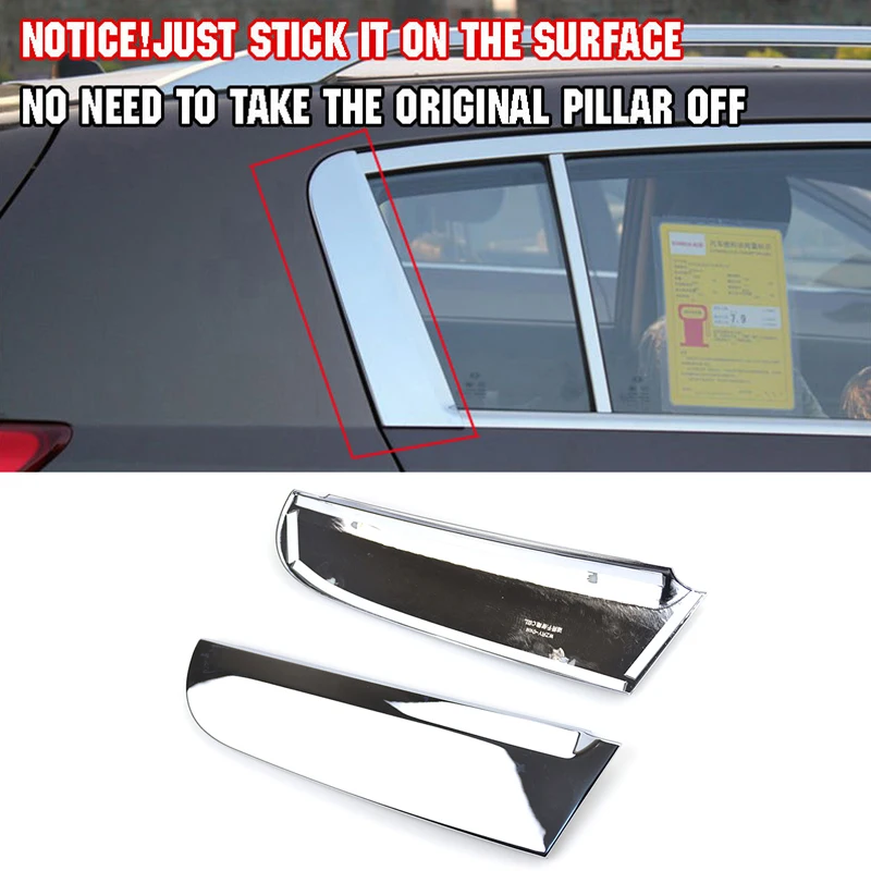 For Kia Sportage 2011 2012 2013 2014 2015 Chrome Rear Trunk Window C-Pillar C Pillar Post Cover Trim Molding Garnish Decoration