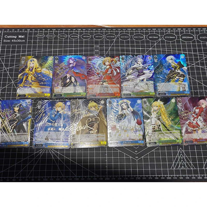 Diy Self Made 11Pcs/set Goddess Story Sword Art Online Collection Card Golden Signature Color Flash Anime Cards Gift Toy