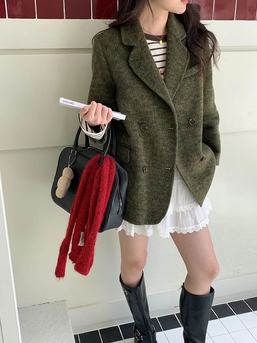 2025년 겨울 여성 캐주얼 긴 소매 울 수트 코트 새로운 패셔너블 아우터웨어