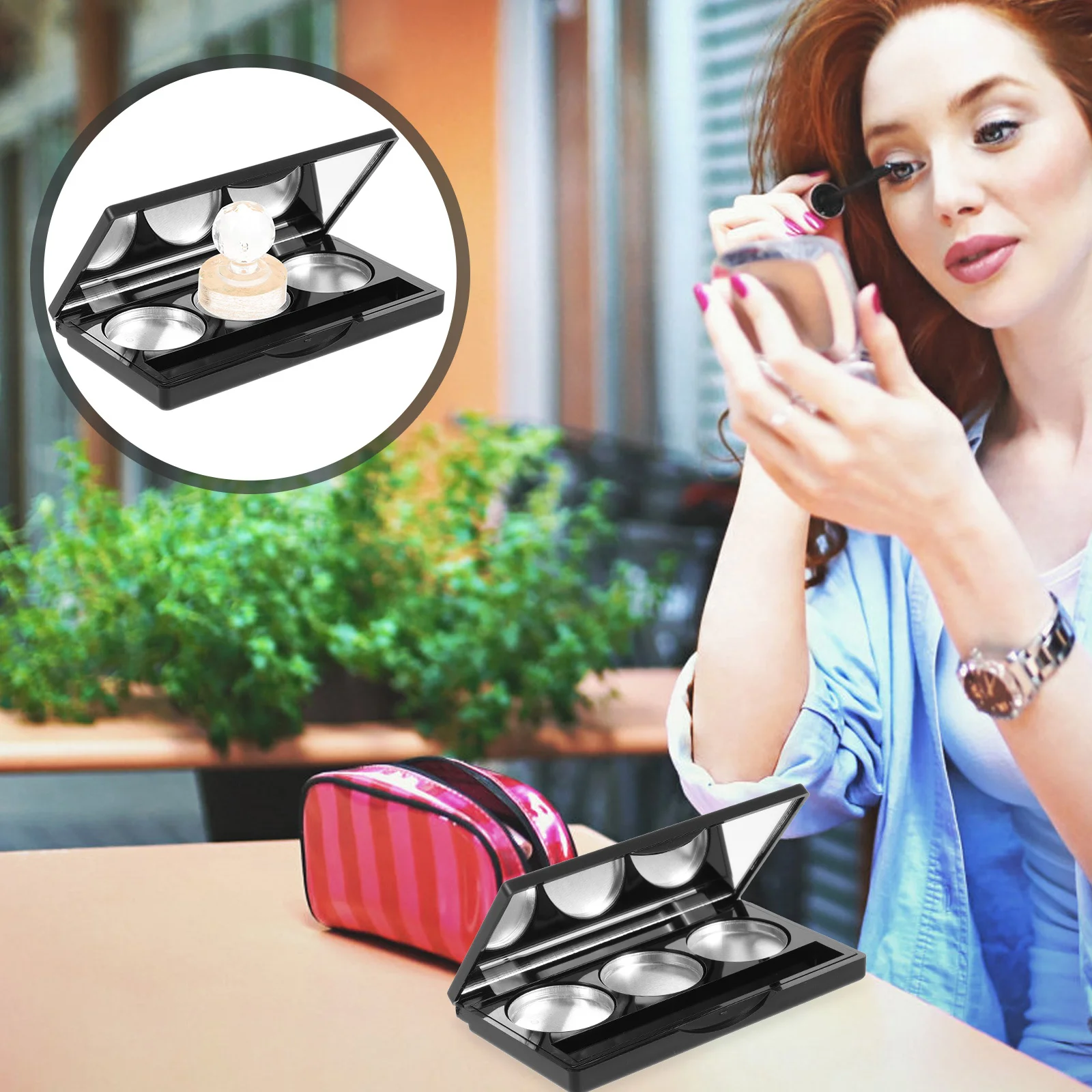 مجموعة واحدة من لوحة ظلال العيون الفارغة، حاوية مكياج ناعمة ومتينة، حجم صغير، منظم سهل الحمل، هدية مثالية للنساء #4