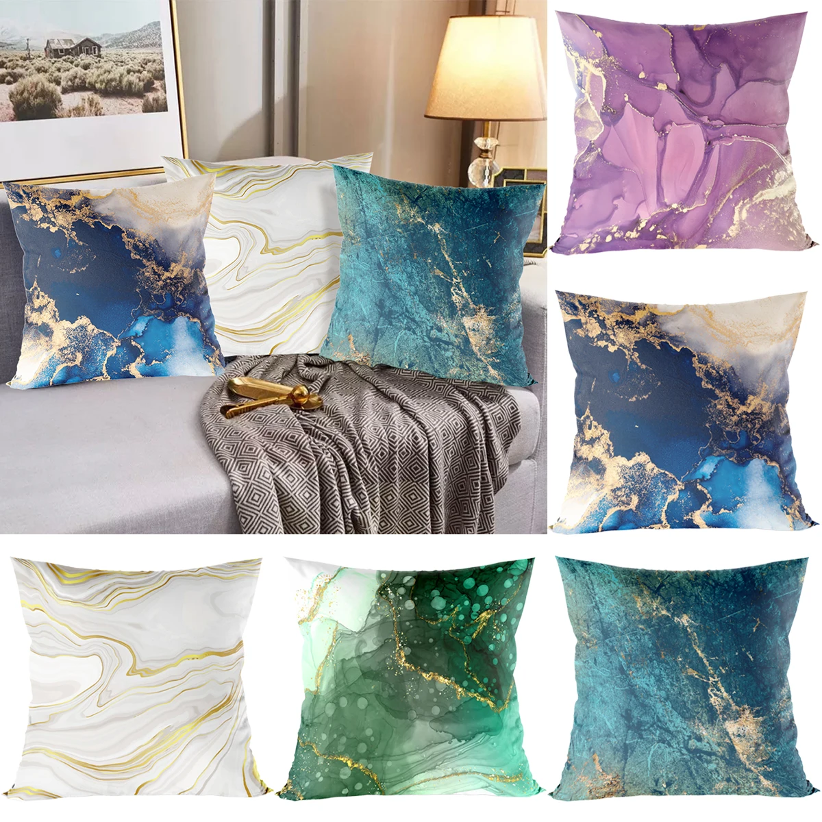 Marble Cushion Cover Vintage Pillowcase Sofa Cushion Pillow Cases Party Decoration For Home Abstract Decorative Pillow Covers