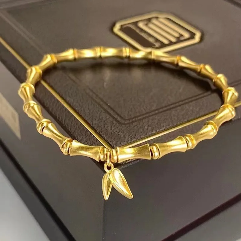 

Luxury 24K 9999 Pure Gold Women's Bracelet Explosive Bamboo Bracelet Bamboo Newspaper Peace Bracelet