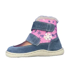TipsieToes Genuine Leather Winter Barefoot Two Straps Warmer Boot Synthetic Fur Linning Insole Baby Toddler Girl Boy Kids Warm