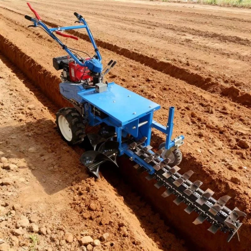 Self Propelled Chain Trencher Machine 10-40cm Width 50-100cm Depth Diesel Agricultural 18HP Mini Ditcher for Irrigation
