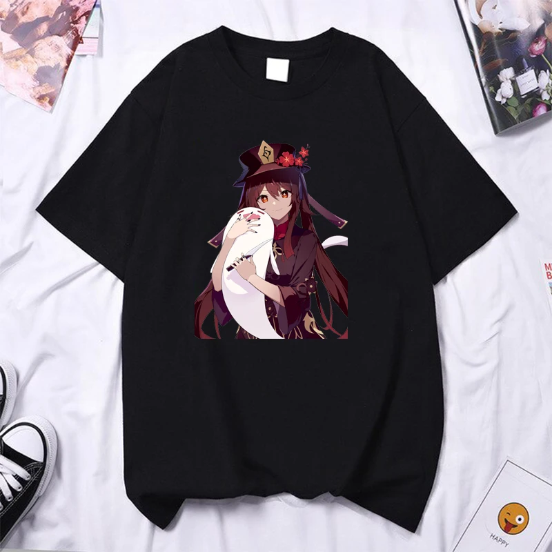 Anime Genshin Impact Print T-Shirts Cosplay Women T-shirt Streetwear Graphic Girls Clothing Tee Harajuku Unisex Tops Clothes Y2k