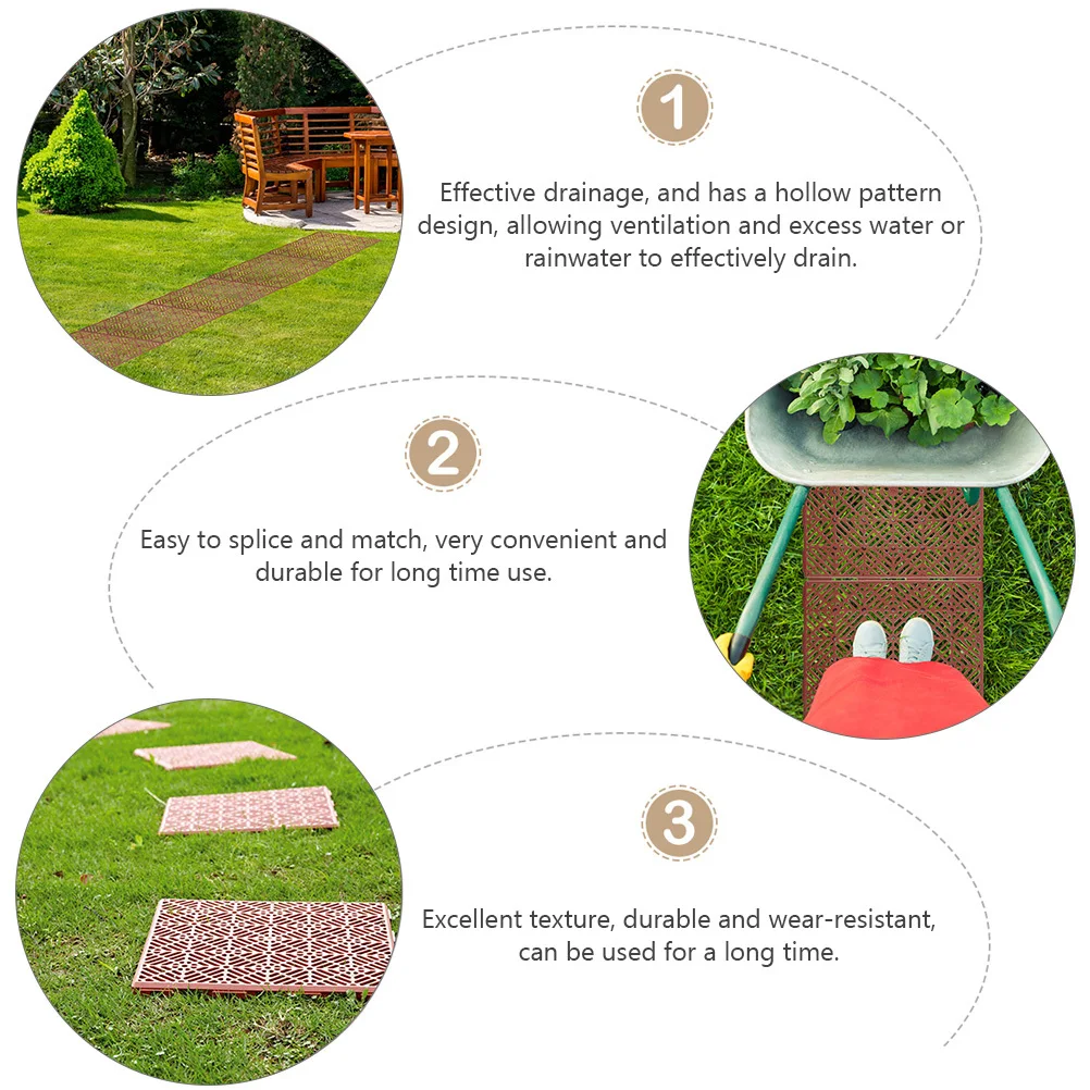 

2Pcs Non-Slip Garden Floor Mats Plastic Splicing Tiles Outdoor Yard Waterproof Durable Anti-Skid Floor Pads Garden Decor