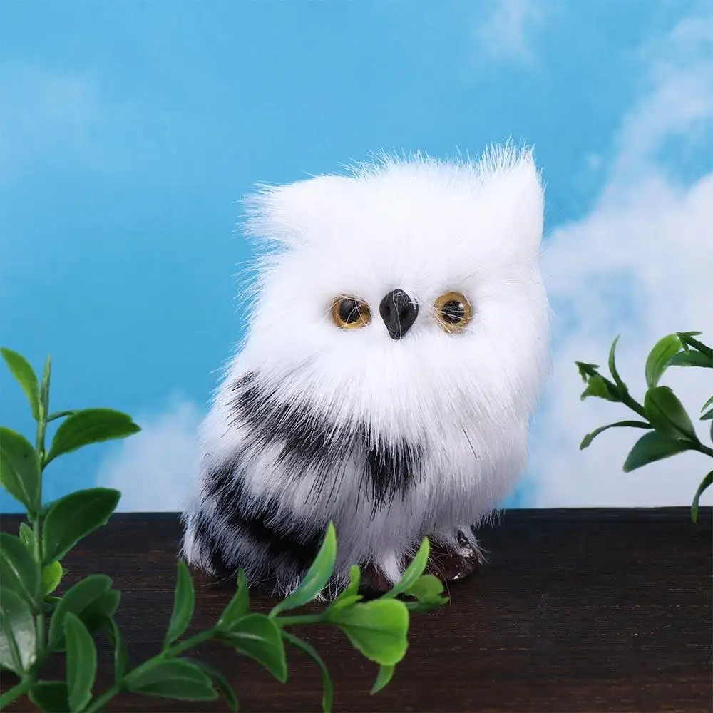 Gift Photo Prop Furry Bird Garden Decor Owl Miniature Figurines Owl Plush Toys Owl Ornament Artificial Owl Lifelike Animal Owl